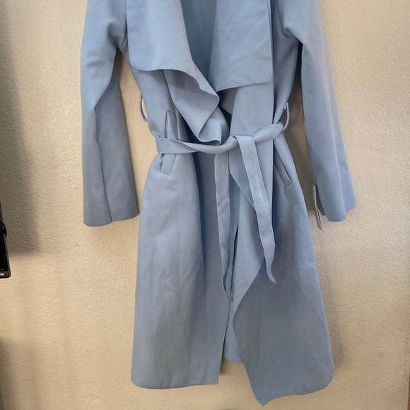NWT Italy Blue Belted Coat oversized pockets lagenlook fall western L - Picture 2 of 8
